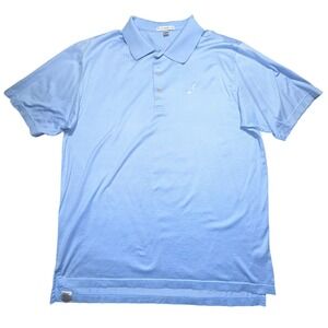 Peter‎ Millar XL Cotton Polo Shirt Light Blue Stripe Golf Logo Made in Korea